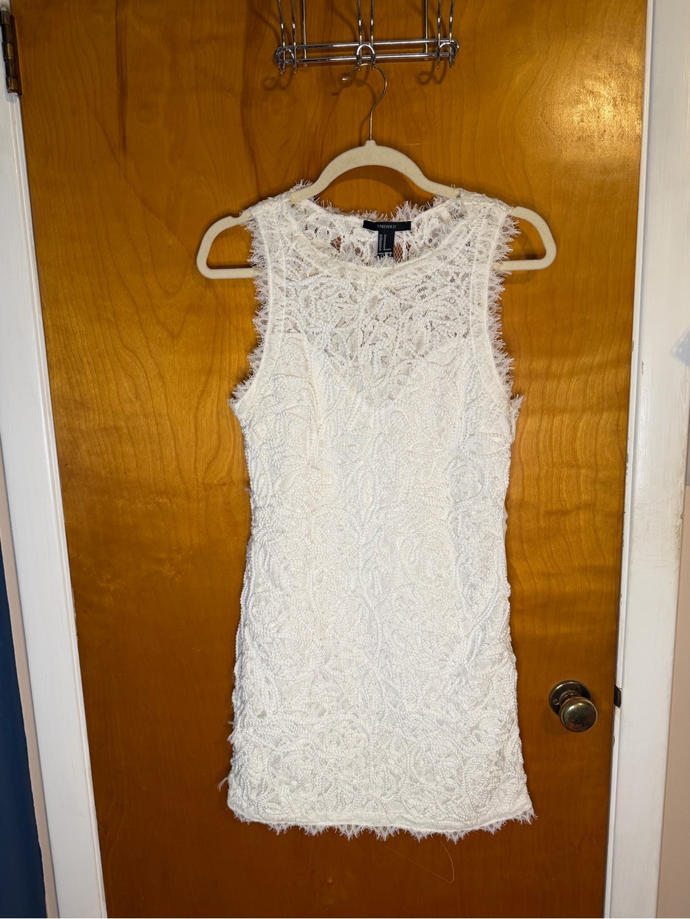 Forever 21 White Lace Fringe Mini Dress